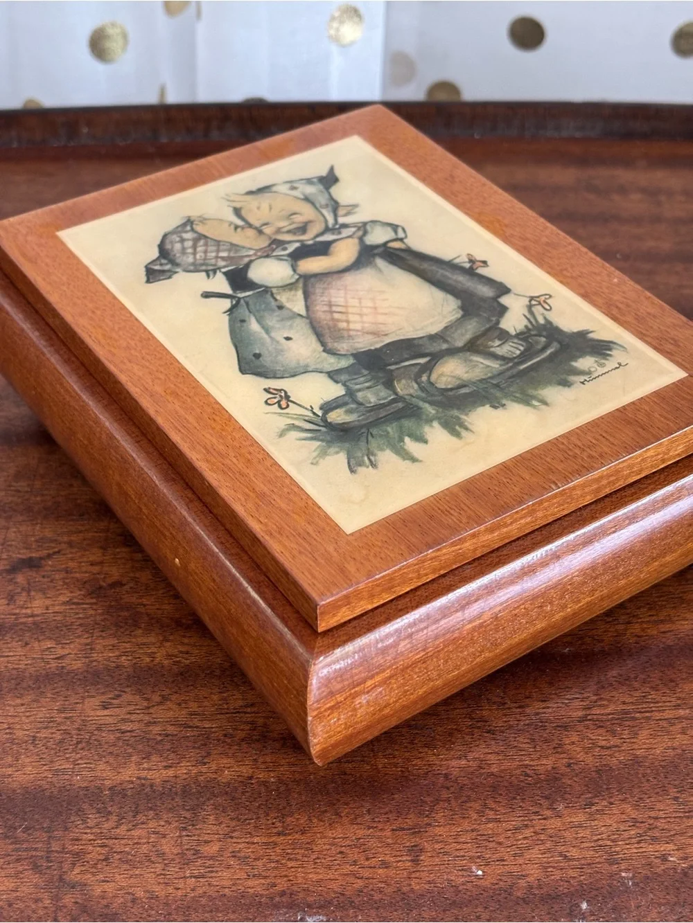 Vintage Deichart Music Jewelry Box O What a Beautiful Morning Red Velvet Lining